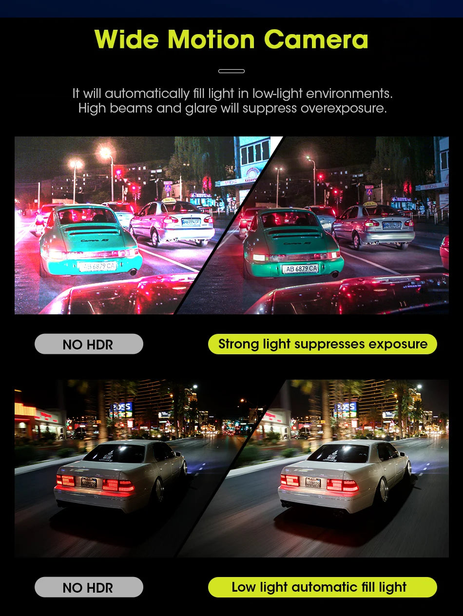 10.26" Car DVR Carplay Android Auto Dashcam 4K 3840*2160 Front And 1080P Rear Camera Voice Control BT FM GPS Recorder Dual lens