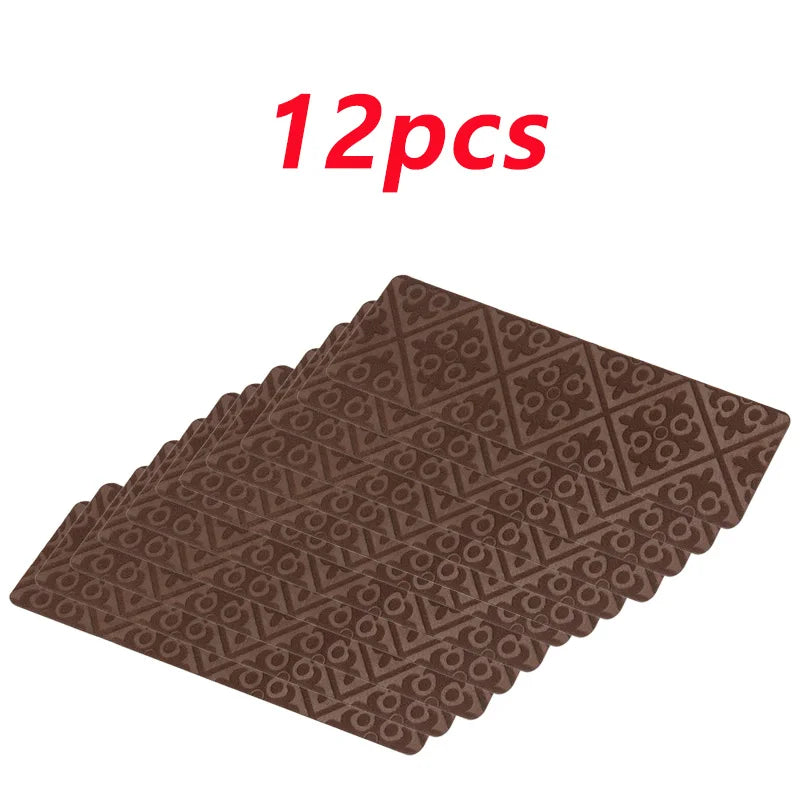 6/12pcs 20x76cm Soft Stair Stepping Mat Pattern Self-adhesive Non-slip Water Absorption Stair Carpet Mat Mute Protector Rug