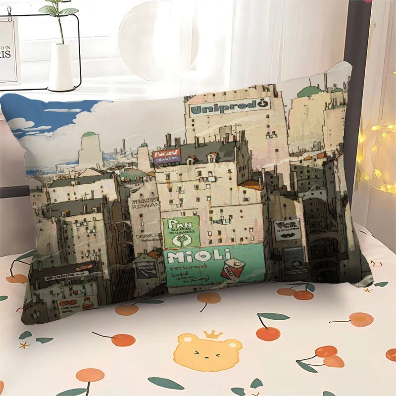 Scene Art Anime Cartoon Pillowcase, 30×50cm Rectangular Sofa Cover, 40×60cm Car Seat Cushion