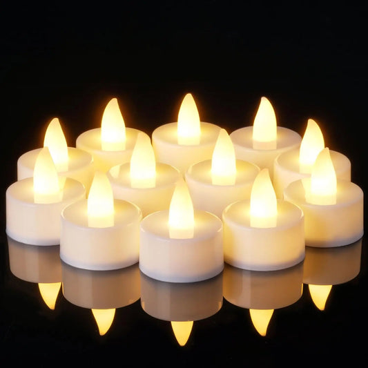 24Pcs/Set Flameless LED Candle Creative wishing Led Tea Light Warm White Flameless Candle Halloween Christmas Decor Candle Light