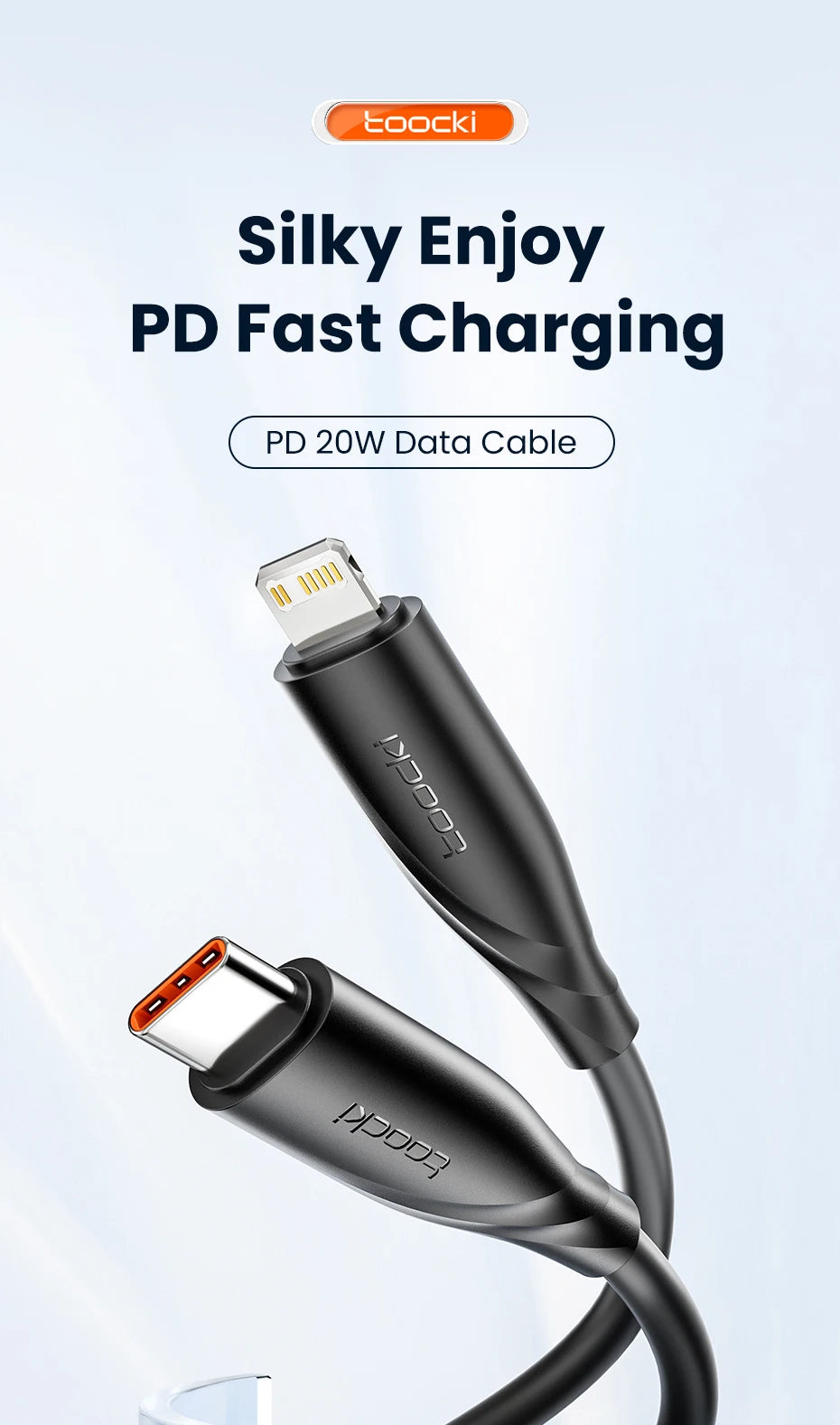 Toocki PD 20W Cable For iPhone 14 13 12 11 Pro Max 8 7 Plus Macbook 2.4A Fast Charging USB C To Lighting Cable Data Wire 1M 2M