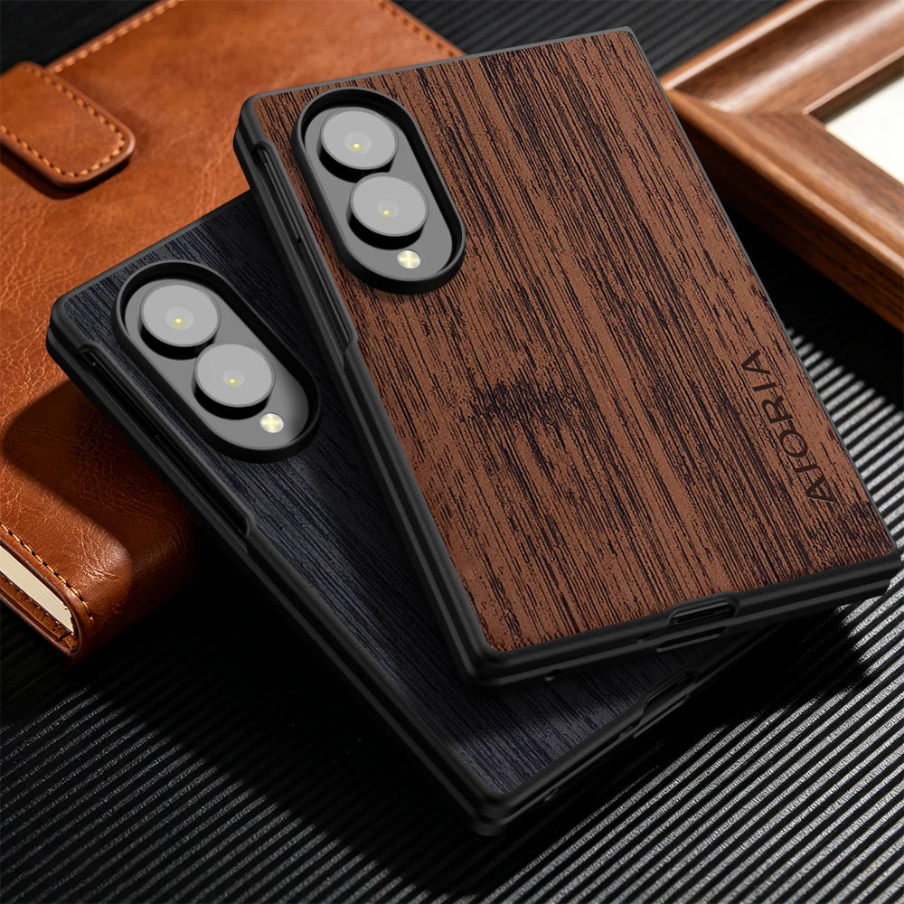Case for Samsung Galaxy Z Fold 8 Fold8 5G Funda Bamboo Wood Pattern Leather Phone Cover Luxury Coque for Samsung Z Fold8 5G Case