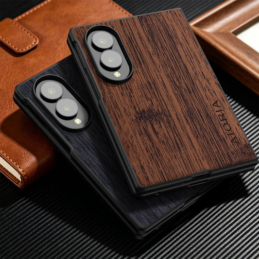 Case for Samsung Galaxy Z Fold 8 Fold8 5G Funda Bamboo Wood Pattern Leather Phone Cover Luxury Coque for Samsung Z Fold8 5G Case