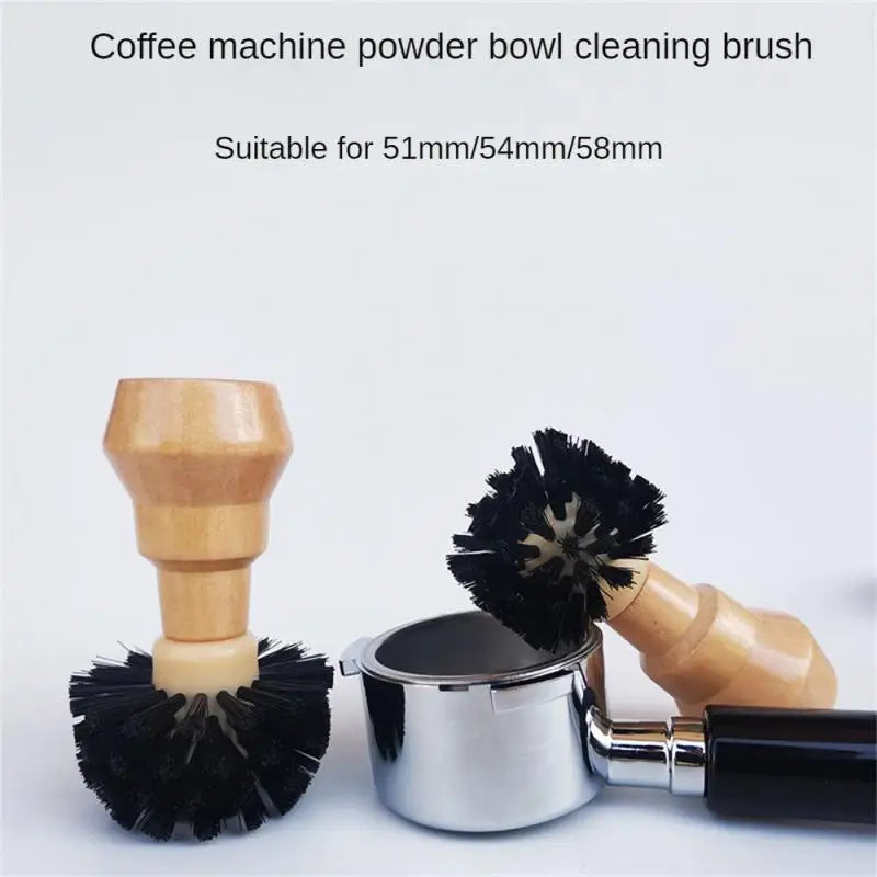 New 51/54/58mm Portafilter Cleaning Brush, Professional Barista Espresso Coffee Cleaning Brush Tool With Wooden Handle