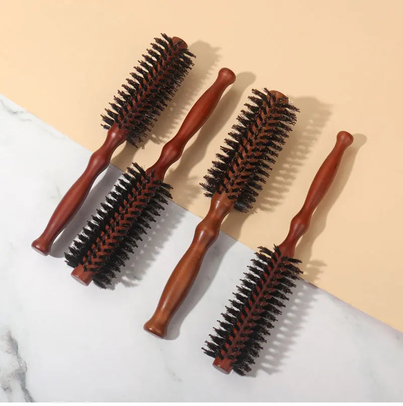 6 Types Curly Hair Comb Hairdressing Styling Tools Wooden Handle Bristle Rolling Hairbrush Combs