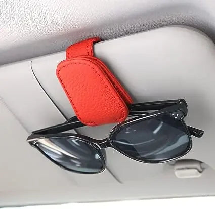 Car Sunglasses Mount Ticket Card Sun Visor Sunglasses Holder Glasses Case Magnetic Clip Leather Eyeglasses Clip Car Accessories