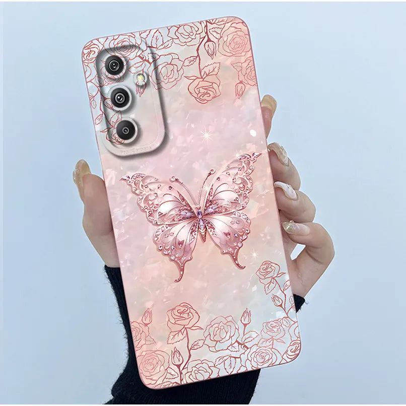 For Samsung Galaxy M34 M35 5G F34 5G Simplicity Flowers Liquid Shockproof Silicone Soft Phone Cover For SamsungM34 5G Case