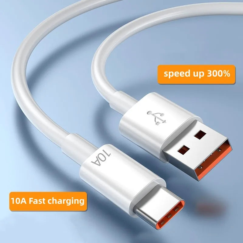 120W 10A USB Type C Cable Fast Charging Wire Mobile Phone USB For Huawei Xiaomi Realme Samsung Poco Quick Charg USB C Data Cable