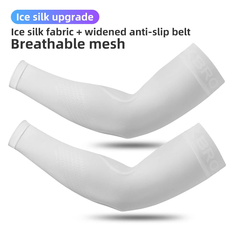 ROCKBROS Ice Fabric Running Camping Arm Warmers Basketball Sleeve Running Arm Sleeve Cycling Sleeves Summer Sports Safety Gear