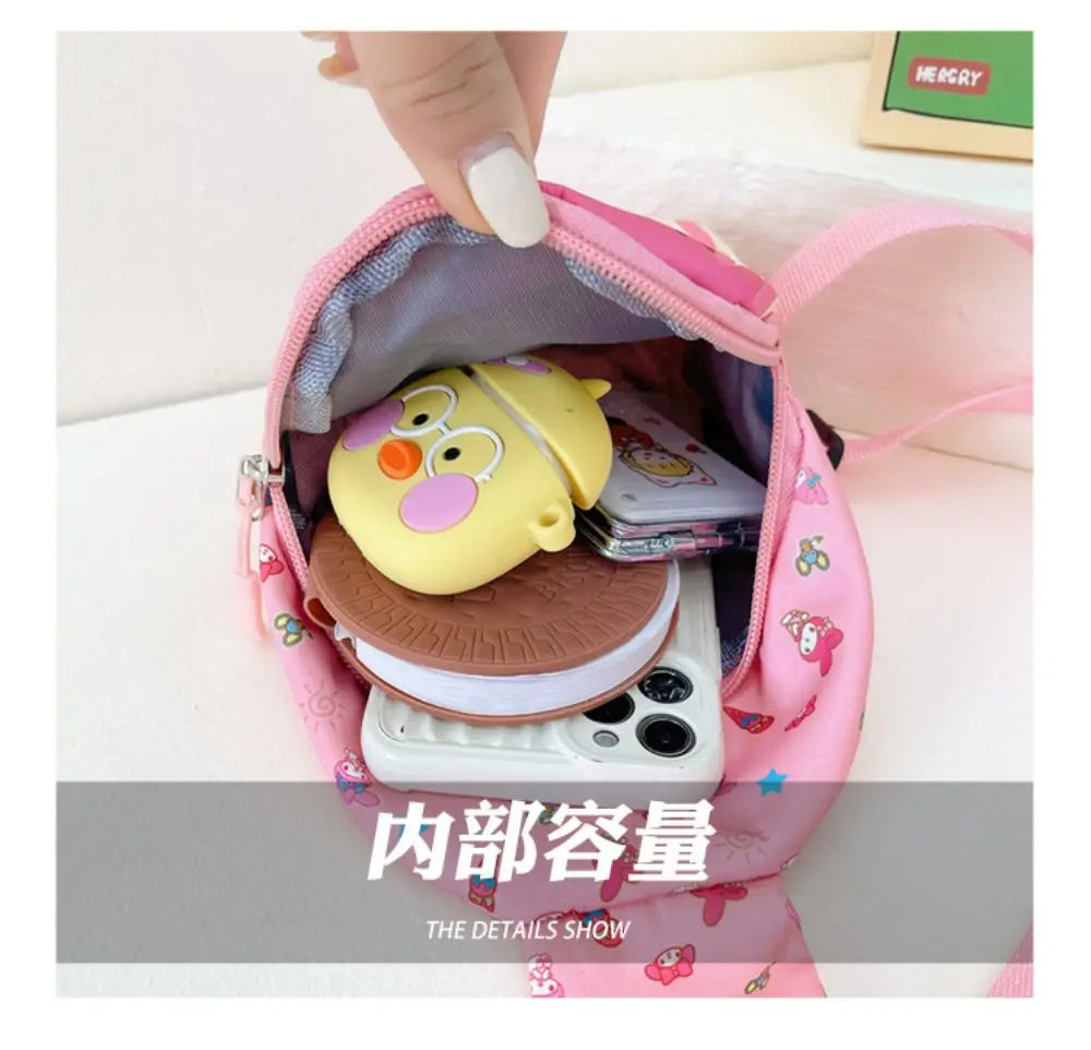Hello Kitty Children Chest Bag Sanrio figure Kuromi Cute Coin Purse Shoulder Bag Boy Girl Cross Body Bag Fashion Messenger Bag