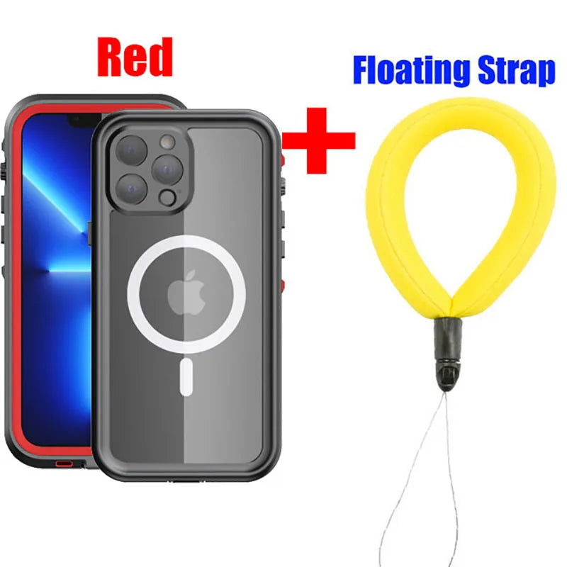 Magnetic Charging IP68 Waterproof Case For Apple iPhone 16 15 14 13 Pro Max Plus Drop proof Cover Diving Swim outdoor sport