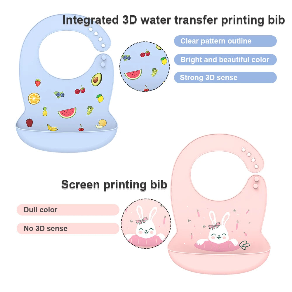 Silicone Babi Bib Waterproof Saliva Dripping Banana Bibs Cartoon Newborn Feeding Soft Edible Aprons Baby Adjustable Burp Scarf