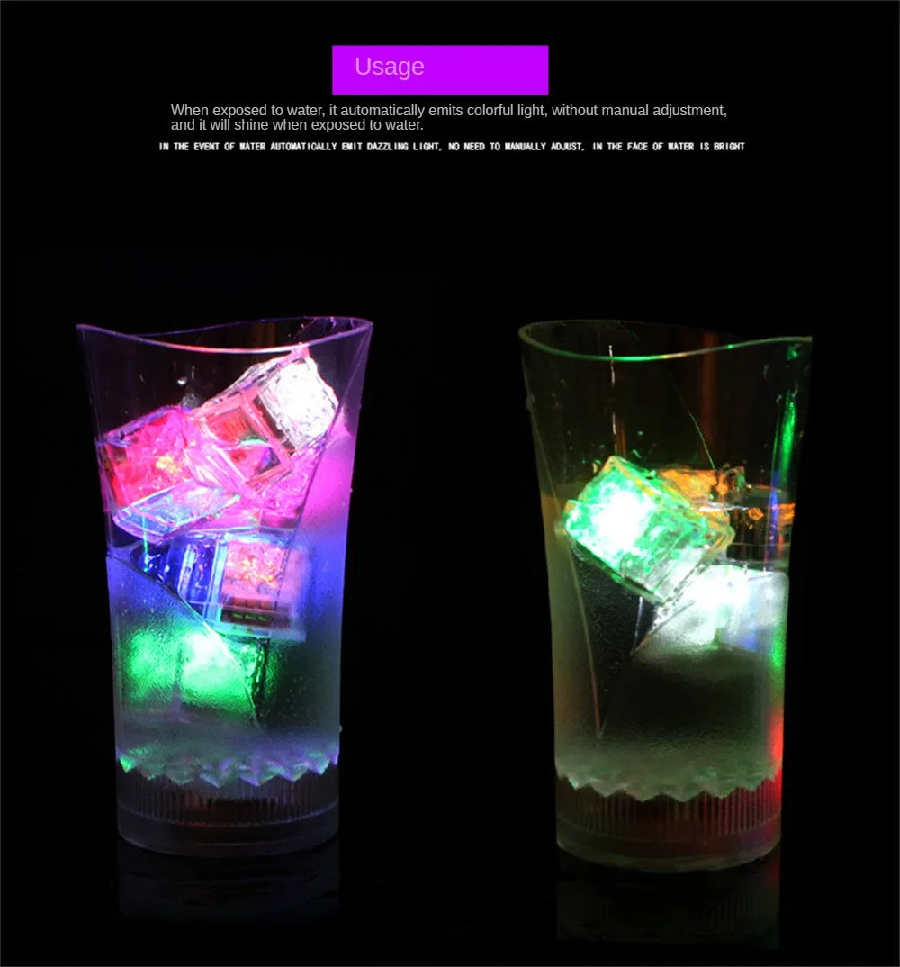 1PCS Colorful Ice Cubes Night Light Touch Sensor Liquid Induction Luminous Ice Cubes Universal Flashing LED Lights