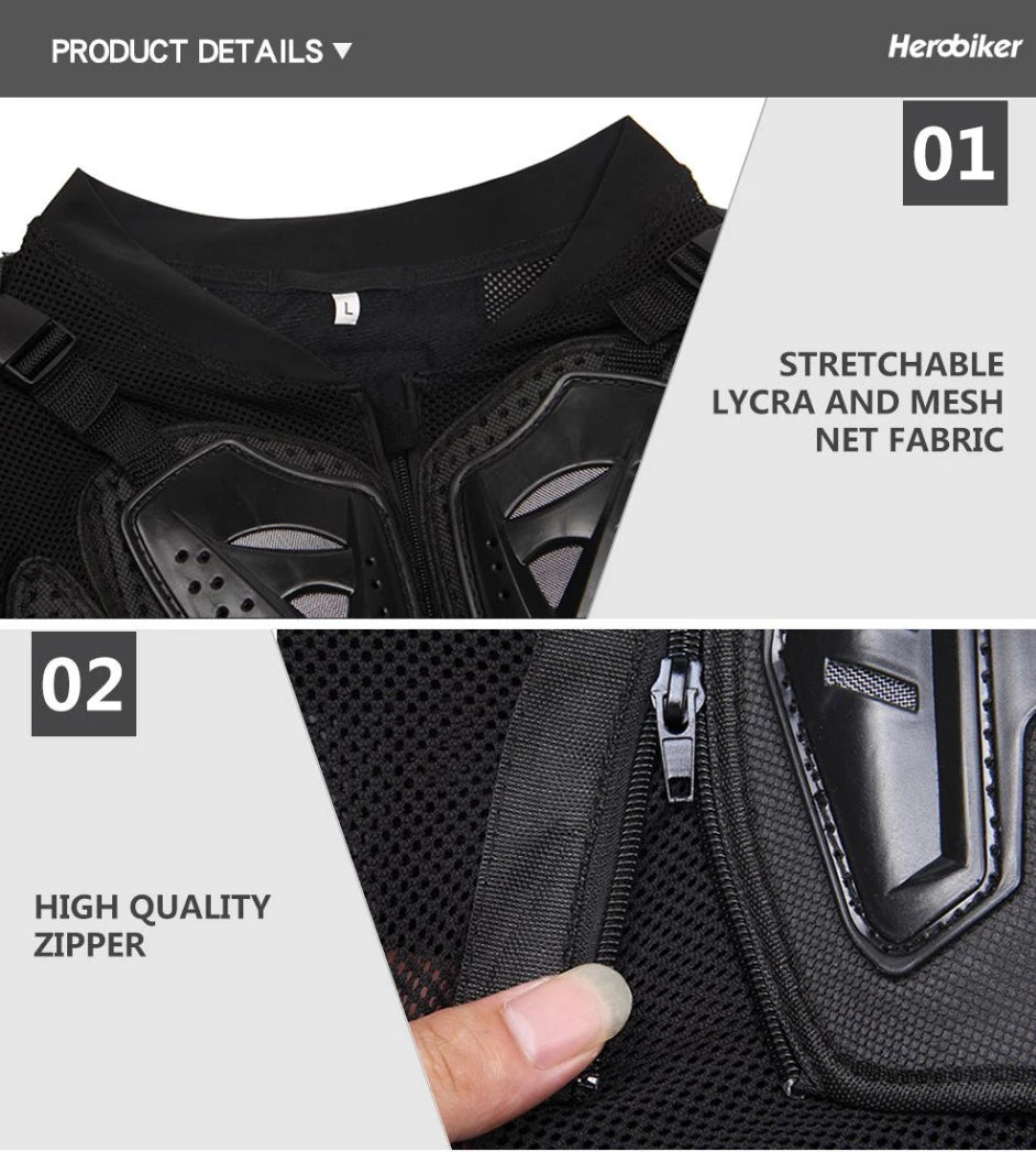 HEROBIKER Motocross Jacket Men Body Armor Motorcycle Armor Bicycle Racing Jacket Riding Motorbike Moto Protection S-5XL