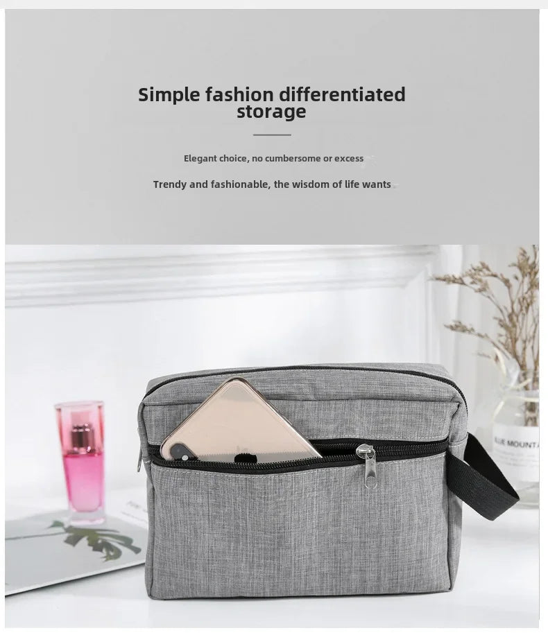 Multifunctional Simple Waterproof Oxford Cloth Cosmetics Bag Thickeneded Double-layer Cosmetic Bag Large Capacity Portable St...