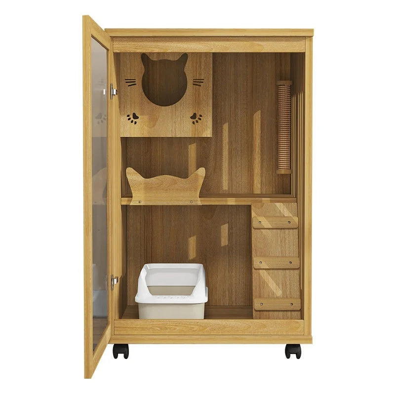 Can Customize Factory Wholesale Luxury Wooden Cat House Large Cat Bed  Cat Hous Indoors