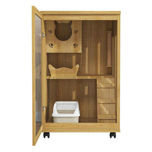 Can Customize Factory Wholesale Luxury Wooden Cat House Large Cat Bed  Cat Hous Indoors