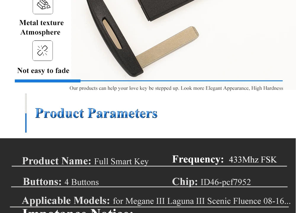 jingyuqin 433MHz ID46-PCF7952A Chip Smart Remote Car Key Card Fob For Renault Megane 3 Laguna 3 Scenic Fluence Keyless HandsFree