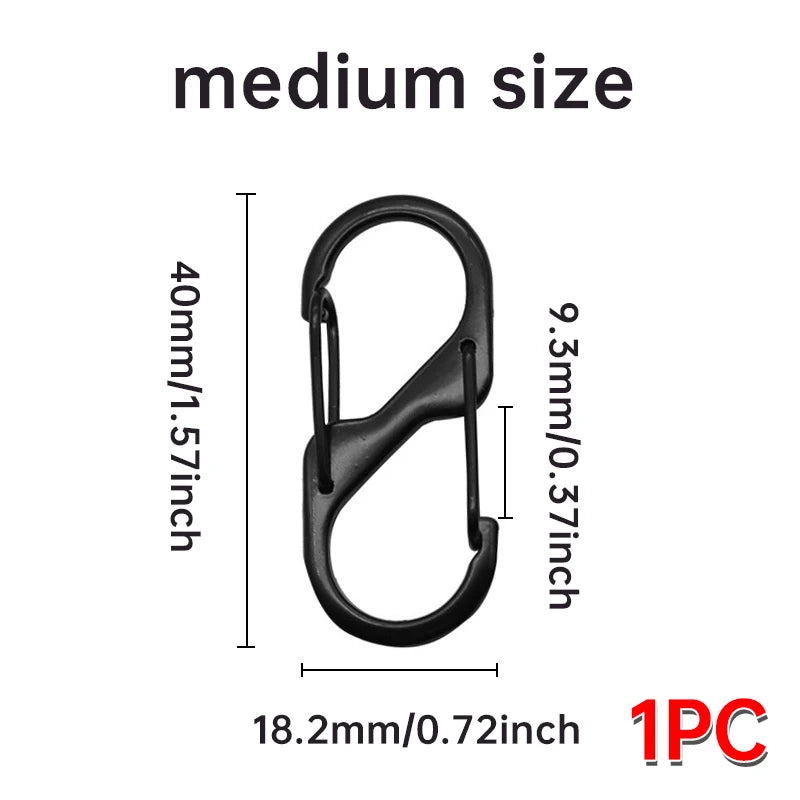 10PCS MINI Keychain Hook S Type Stainless Steel Anti-theft Spring Clip Outdoor Camping Backpack Buckle Locking Tool