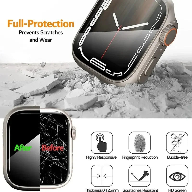 2PCS Case Glass+Case For Apple Watch 42 46 44 45 41 40mm Screen Protector Cover Change Ultra Bumper IWatch Series10 9 8 7 SE 6 5