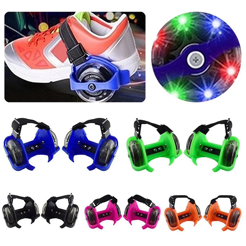 1 Pair Kids Children Outdoor Adjustable LED Flashing Wheel Heel Skate Rollers Adjustable Simply Durable for Outdoor Skating Shoe
