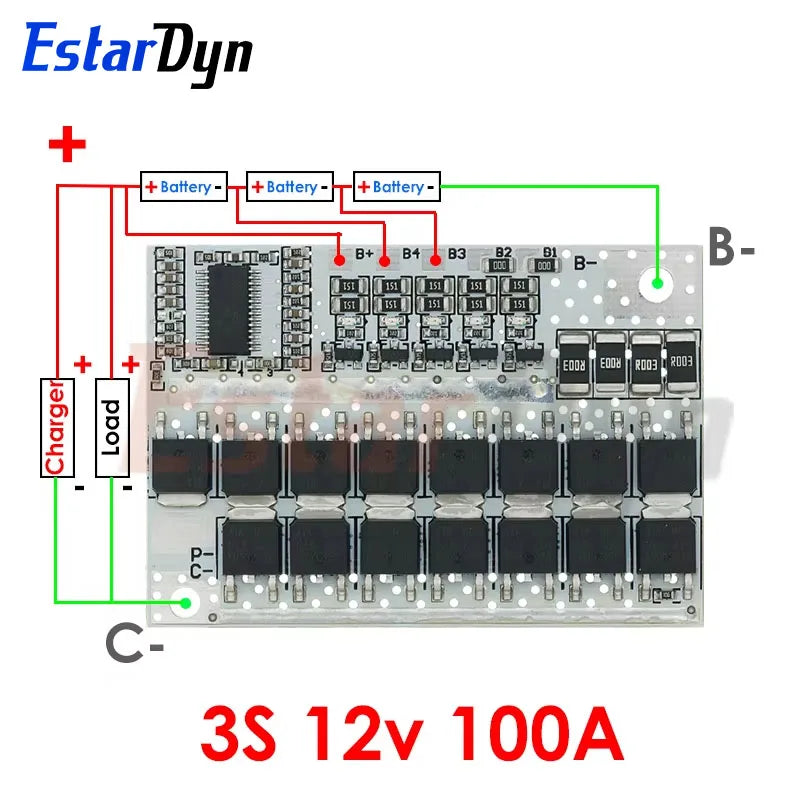 3s/4s/5s Bms 12v 16.8v 21v 3.7v 100a Li-ion Lmo Ternary Lithium Battery Protection Circuit Board Li-polymer Balance Charging