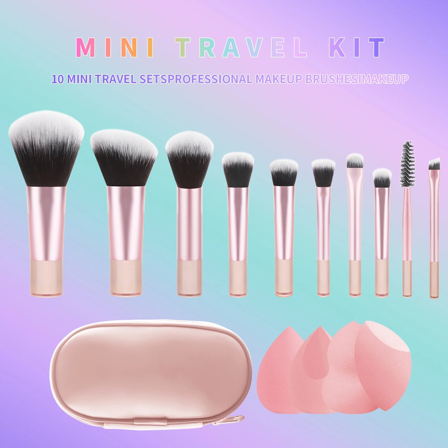 Makeup Brush Sets, 15pcs Plastic Multiple shapes Beauty Egg&Storage bag Multifunctional Cosmetic Brush For Making Up Supply