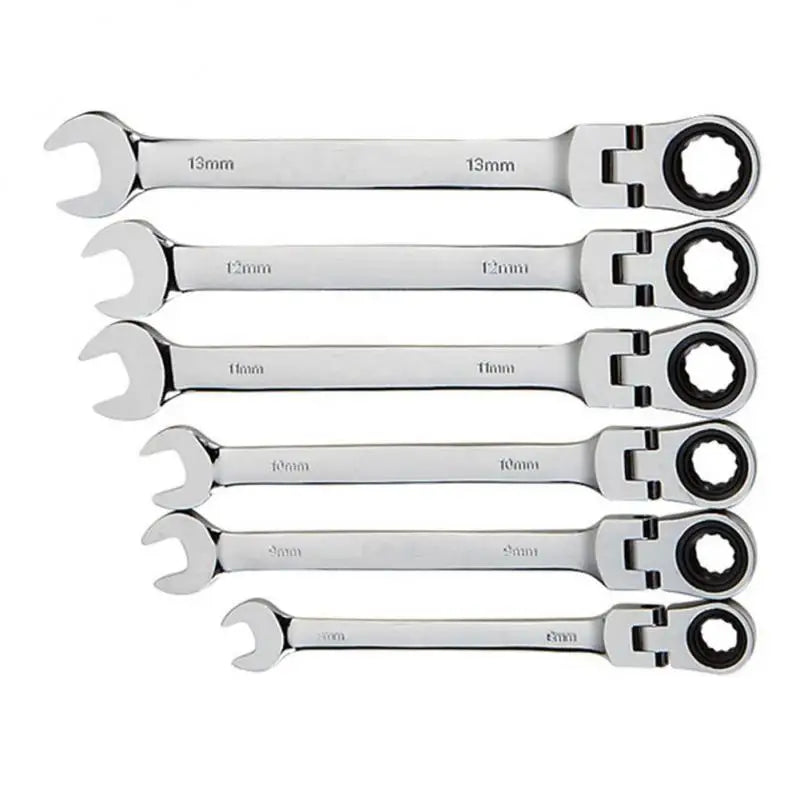 Metric Flex-Head Ratcheting Wrench , Chrome Vanadium Steel, Ratcheting Combination Wrench  Key Wrench for Car Maintenance
