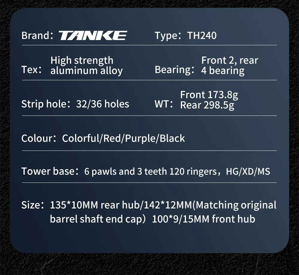 TANKE 120 Click Hub Bearing MTB Hub Front Rear 32 36 Holes Disc Brake Bicycle Hubs 7 8 9 10 11 12 Speed Quick Release 6 Pawl Hub