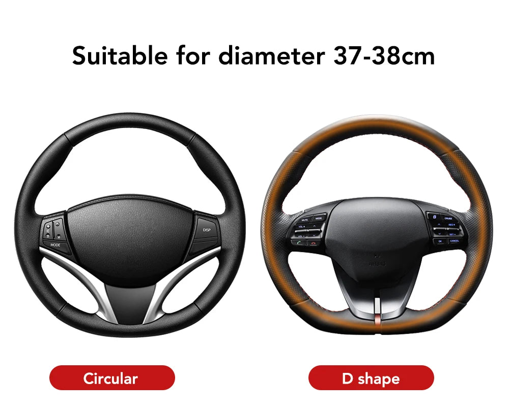38cm Non-Slip leather Car Steering Wheel Cover For Dacia Duster Dokker Logan Lodgy MCV 2019 Sandero Stepway