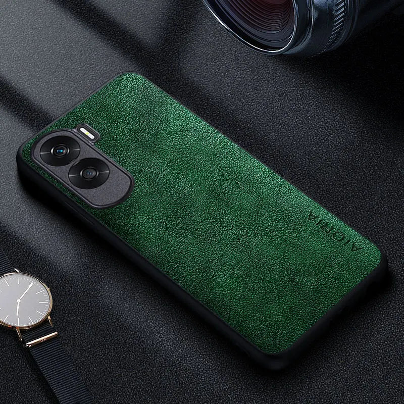 Premium Luxury leather Phone Case for Honor 90 Lite 70 50 20 Pro 10 Retro Business Style Solid color cover funda capa