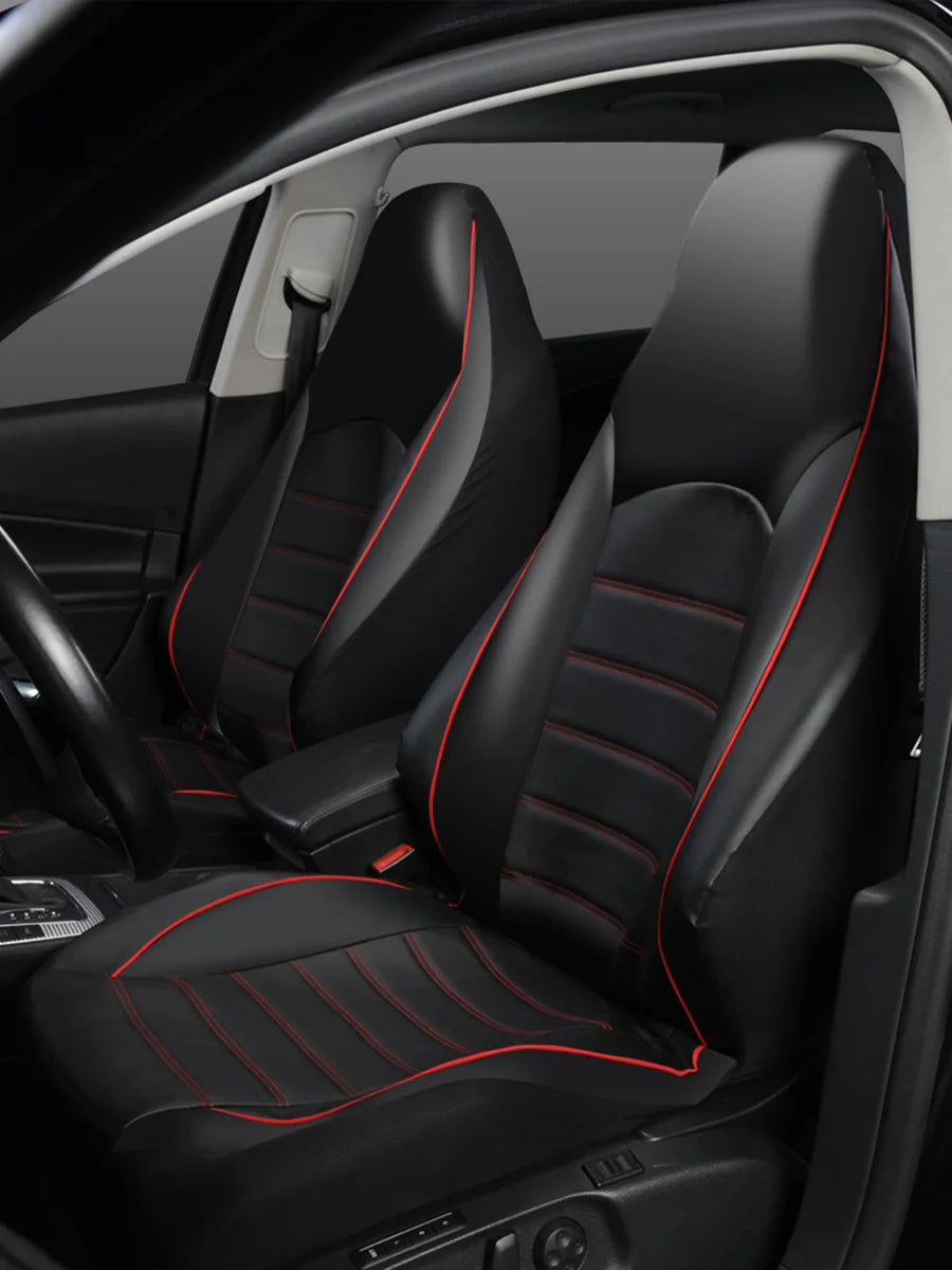 2 Front Universal PU Leather Car Seat Covers High Back Bucket Seat Cover Set for Most Cars, Trucks, SUVs and Van