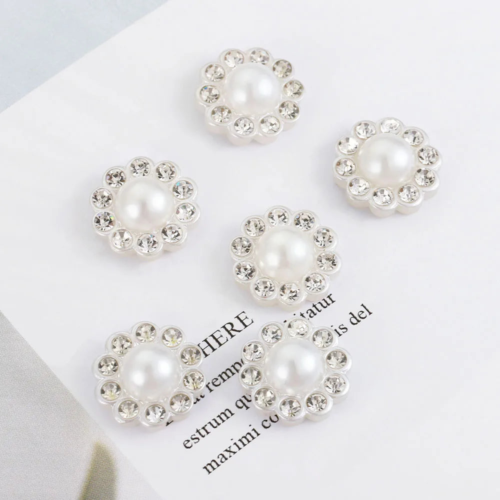 50pcs Rhinestone Flatback Cabochon Base White Imitation Pearl Beads Bowknots Hair DIY Accessories