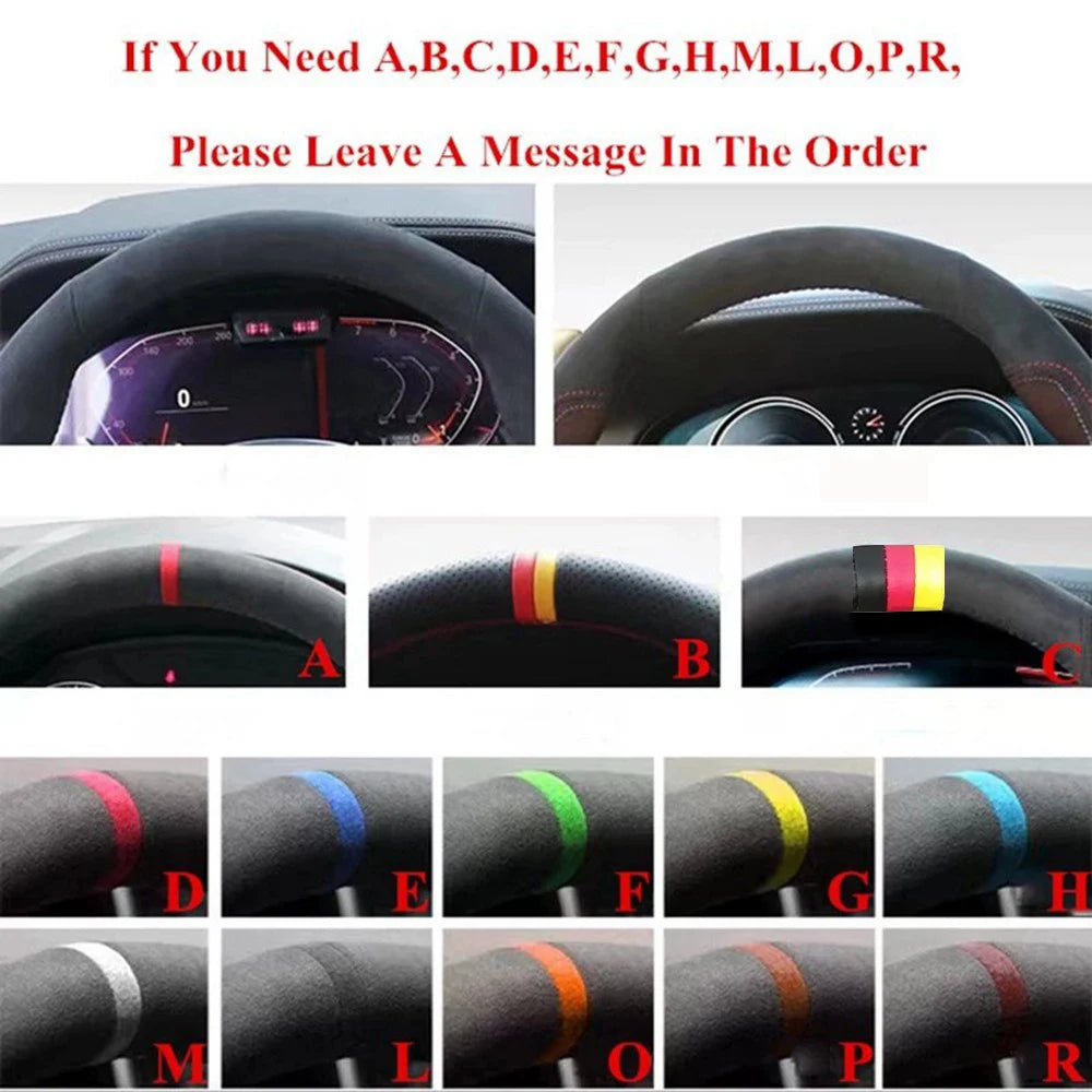 Car Steering Wheel Cover DIY Black Genuine Leather Suede For Mercedes Benz C200 C250 C300 Sport CLA220 B250 B260 A200 A250