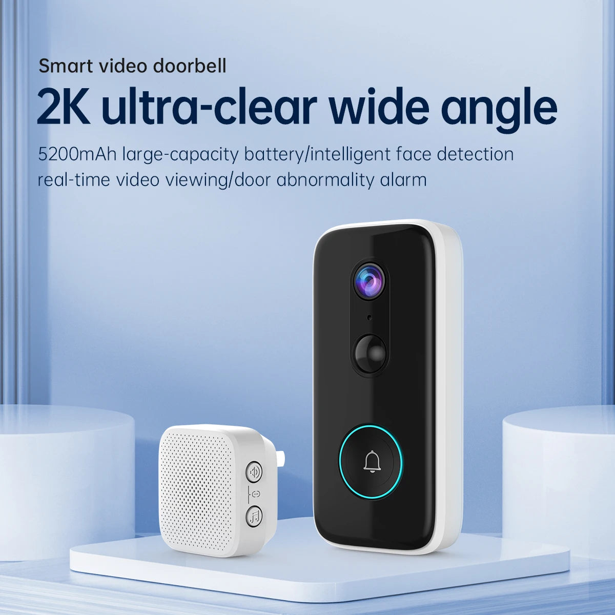 JOOAN 2K HD wireless doorbell camera, smart doorbell video Home Intercom HD night vision 2.4G WIFI rechargeable security doorbel