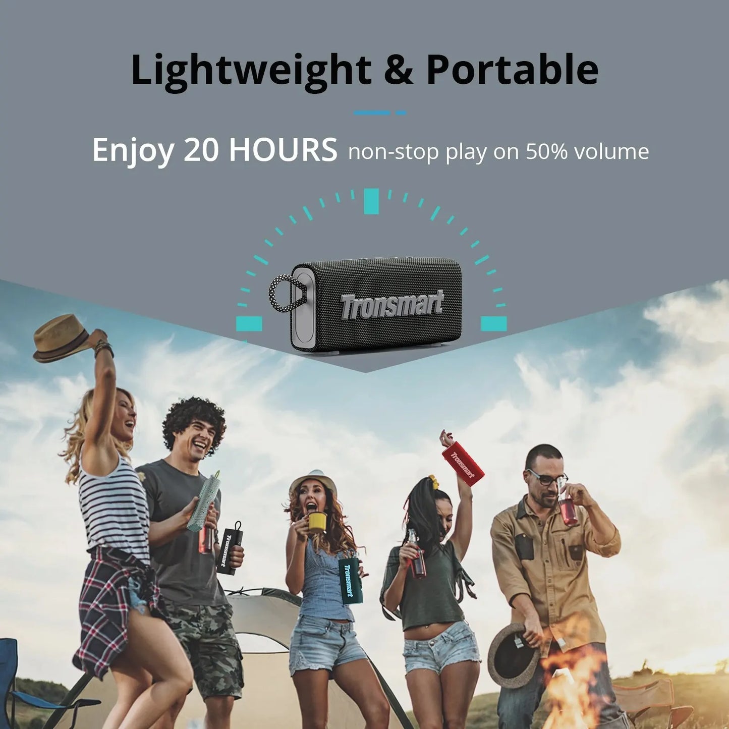 Tronsmart Trip BluetoothSpeaker Dual-Driver Portable Speaker with IPX7 Waterproof, True Wireless Stereo for Outdoor