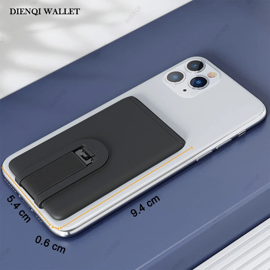 DIENQI Silicone Phone Card Holder Mobile Cell Phone Stand Credit Cardholder Fashion Adhesive Sticker Pocket for Iphone Samsung