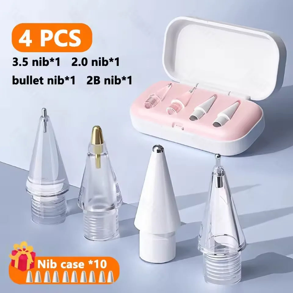 Replacement Pencil Tips for Apple Pencil 1st 2nd 3th(USB-C) 4/6 Pcs 2B Thin Soft Nibs for iPad Pro Pencil 1/2/3 Stylus Fine Nib