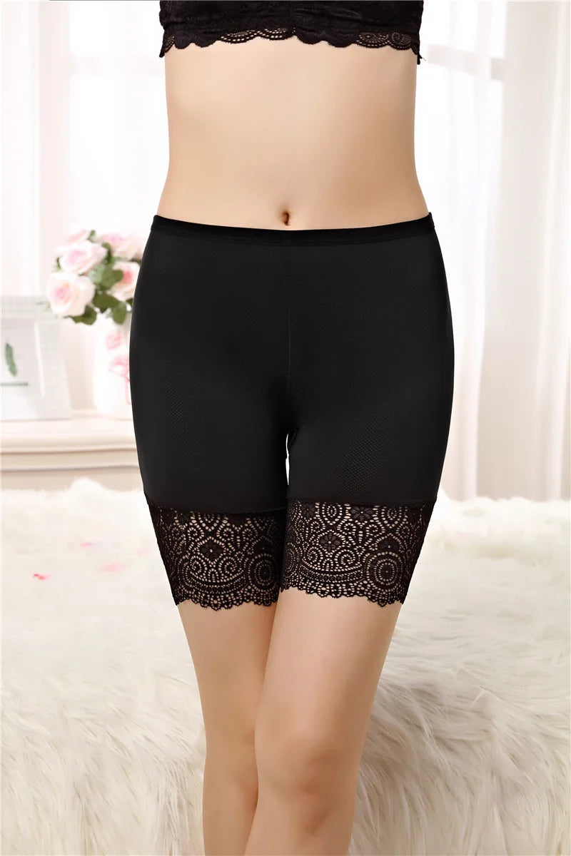 Plus Size Safety Shorts Women Summer Seamless Sexy Lace Anti Chafing Underskirt Boxers Female High Waist Underwear Panties 110KG