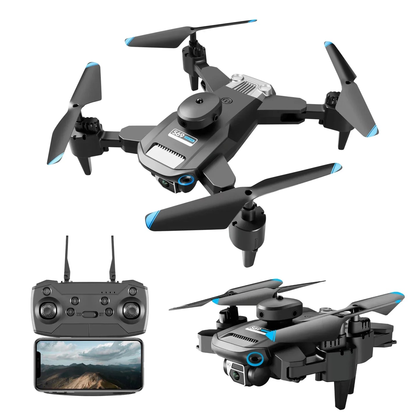 S69MAX Drone 4K Professional 8K With Wide Angle Dual HD Camera Foldable RC Helicopter WIFI FPV Height Hold Quadcopter Toys Gifts