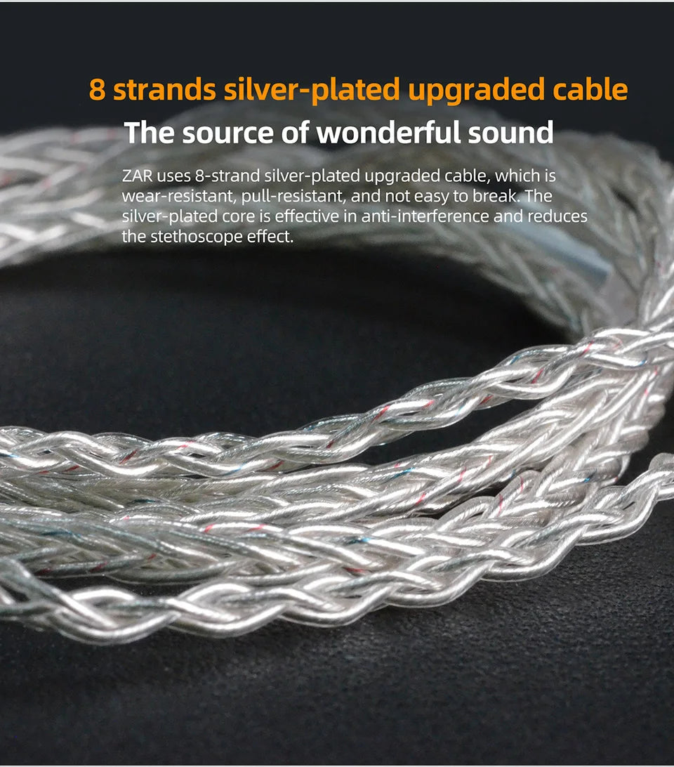 KZ ZAR Hybrid Driver In-ear Monitor 1DD+7BA Earphone HiFi 2Pin Wired Headphone Music DJ Headset Sport Game Earbud ZAX ZAS ZSX