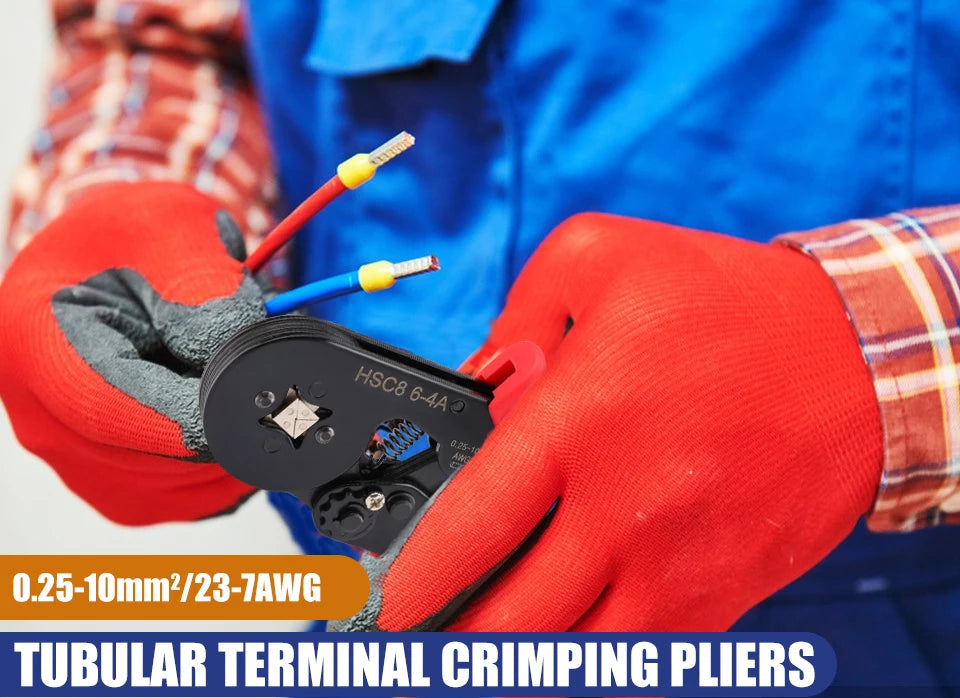Manual Crimping Pliers HSC8 6-4A/HSC8 6-6A Tube Terminal Crimping Tool With Terminal Tip Set for Home Improvement and Electrica