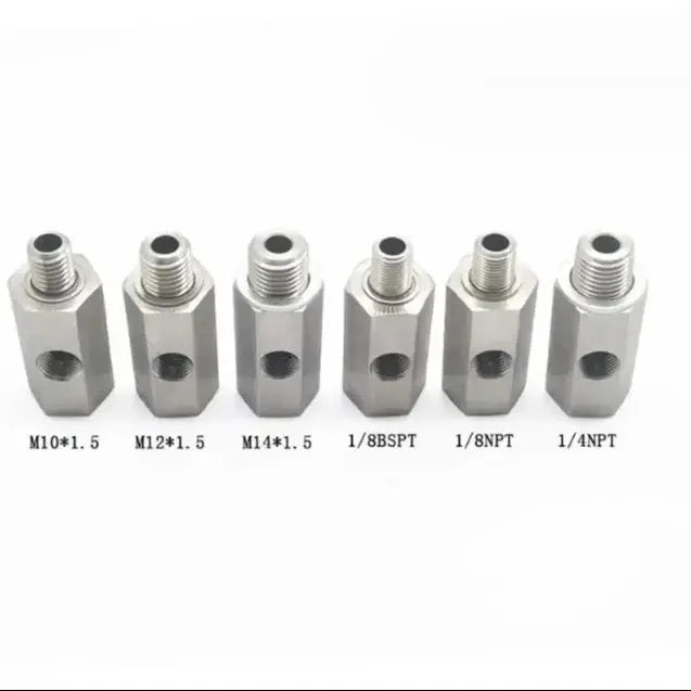 Car fuel pressure sensor tee adapter Feed Line Gauge T Port Fitting -Male female M12 M14 M10 1/8NPT 1/4NPT with Side hole 1/8NPT
