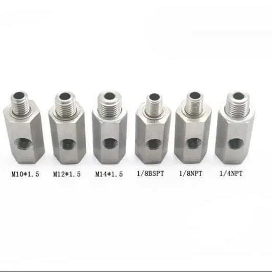 Car fuel pressure sensor tee adapter Feed Line Gauge T Port Fitting -Male female M12 M14 M10 1/8NPT 1/4NPT with Side hole 1/8NPT