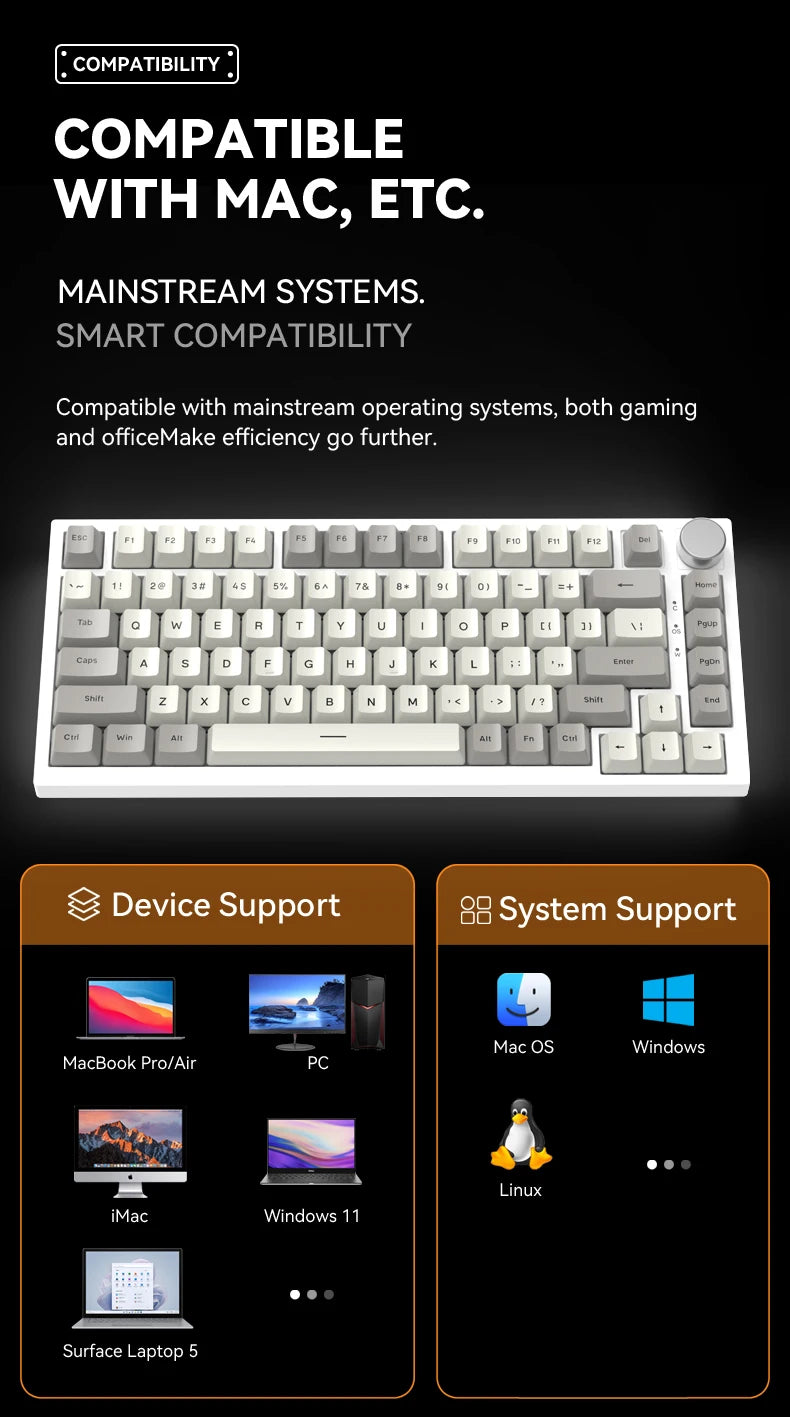 Attack Shark K85 Mag Customisable Mechanical Keyboard,Magnetic Switch,Hot-swappable,Metal Knobs,Suitable for FPS. games,Win&Mac