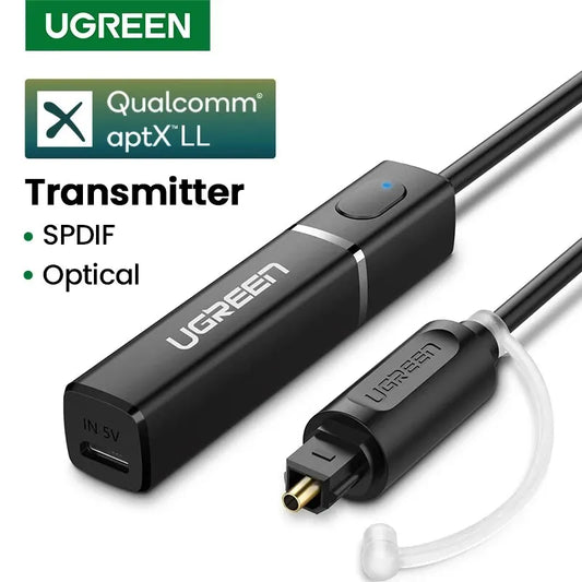 UGREEN Bluetooth 5.0 Transmitter TV Headphone PC AptX LL Digital Toslink Optical SPDIF Adapter Audio Music Wireless Transmitter