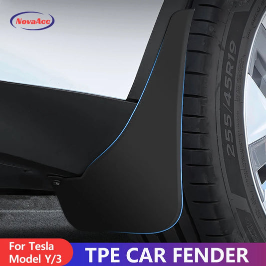 NovaAcc Fender Mud Flaps for Tesla Model Y 2017 to 2024 Model 3 2021 to 2023 2024 Highland Flexible Mud Guards for Tesla