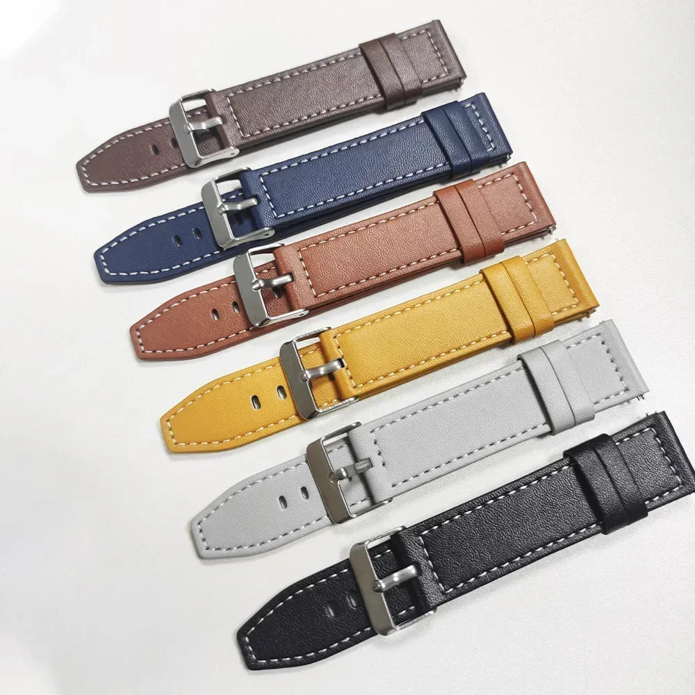 20mm 22mm Strap For Samsung Galaxy watch 7/6/4/5 pro/classic/gear s3/active 2 Soft Leather Wristband for Huawei GT 5 4 3 2 Band