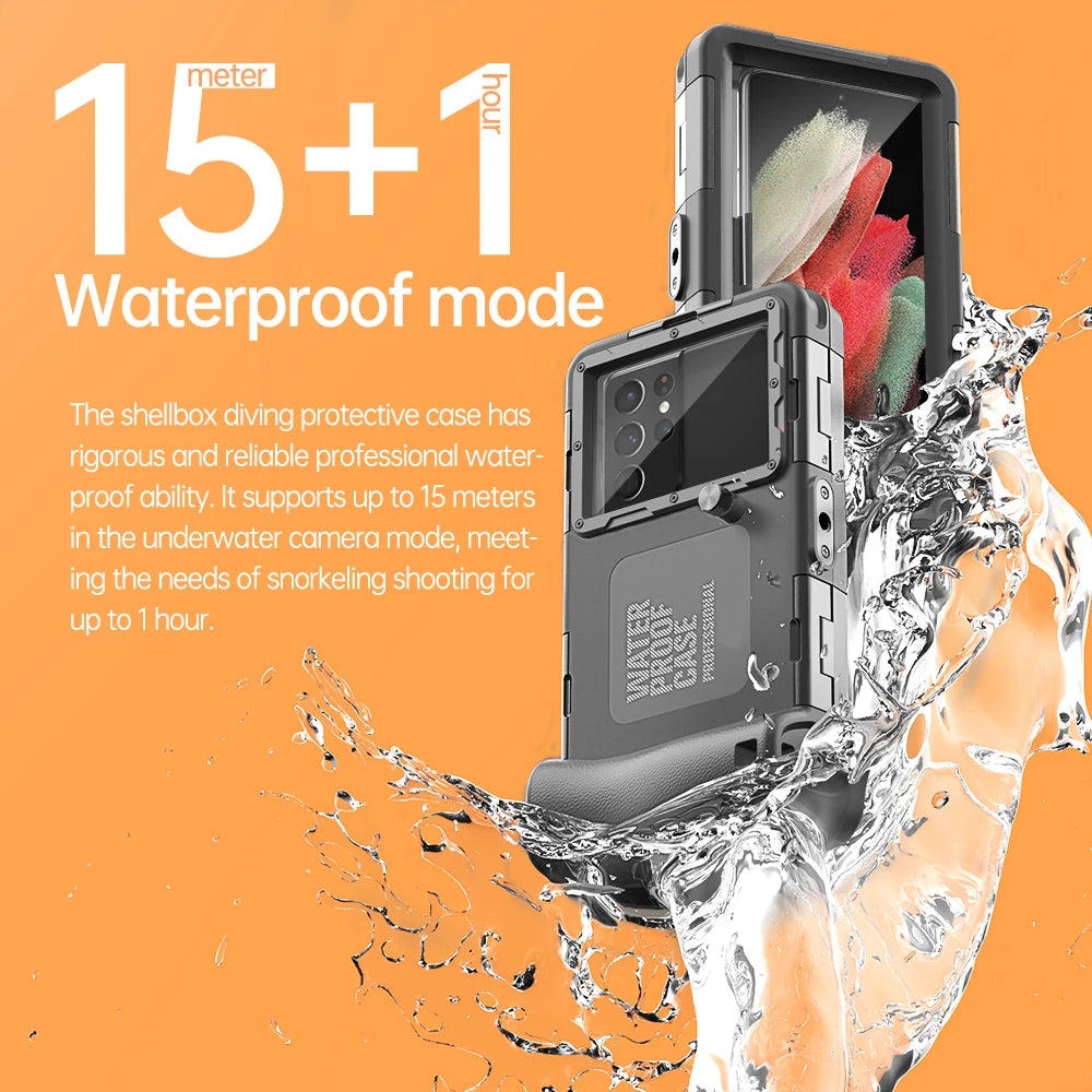 Shellbox Newly upgraded multicolor IP68 standard 15M/50ft diving/swimming photography professional diving waterproof Phone Case