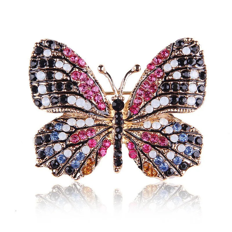 Rhinestone Butterfly Brooch, Glittering , Multi-color Optional, For Women Small Gift